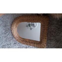 gold rattan mirror