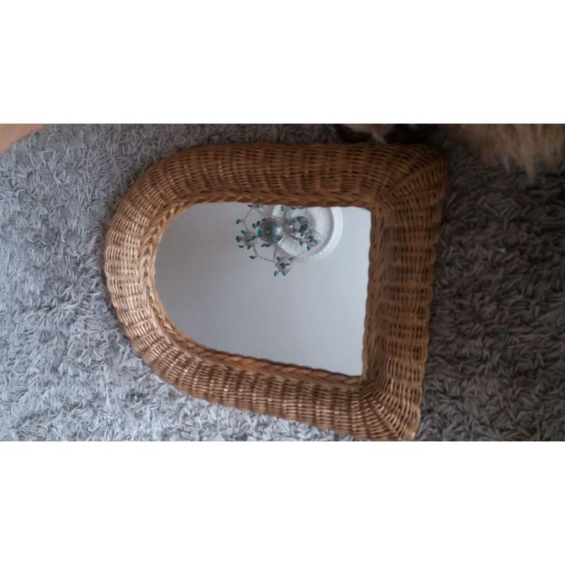 gold rattan mirror