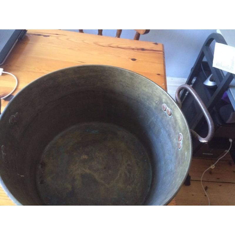 Vintage large jam pot brass [uncleaned] 6.1Kg 34cm diameter 100+ years old?