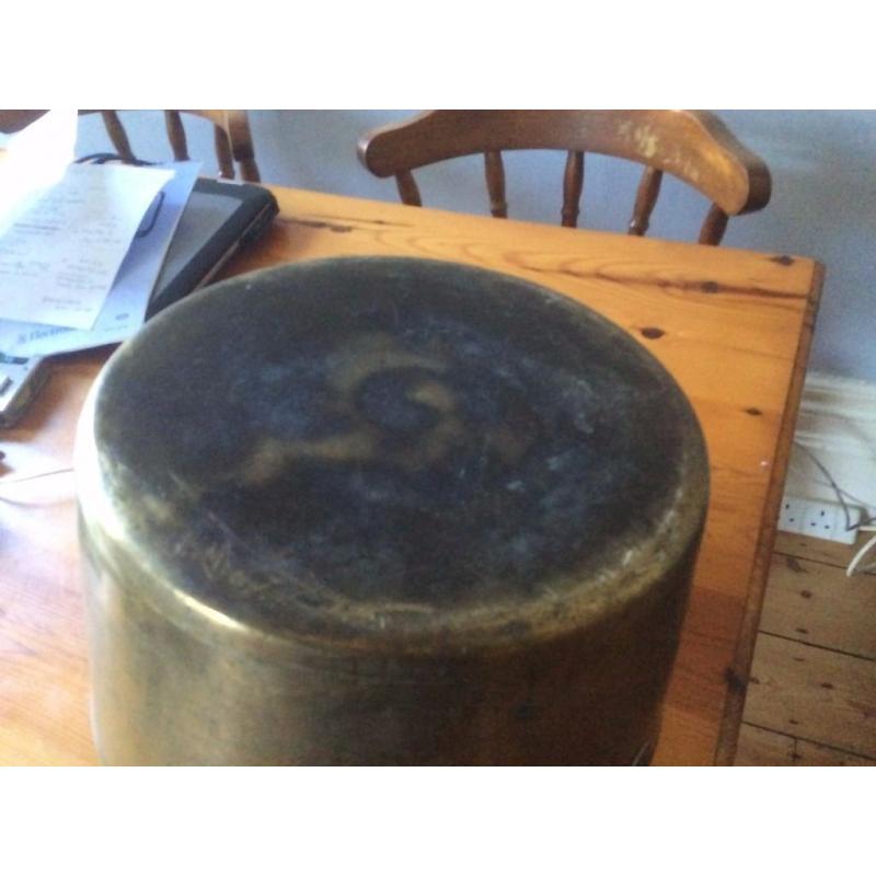 Vintage large jam pot brass [uncleaned] 6.1Kg 34cm diameter 100+ years old?