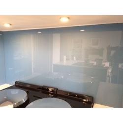 Blue Coloured Glass Splash Back