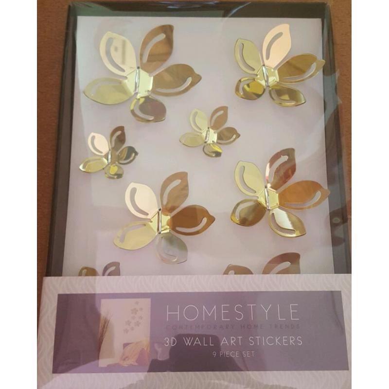 Gold flower 3d wall art stickers brand new in box