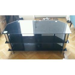 Black glass and chrome TV unit (collection only)