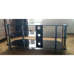 Black glass and chrome TV unit (collection only)