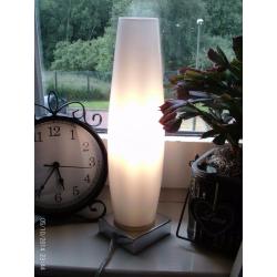 white glass / silver table lamp 32x8cm