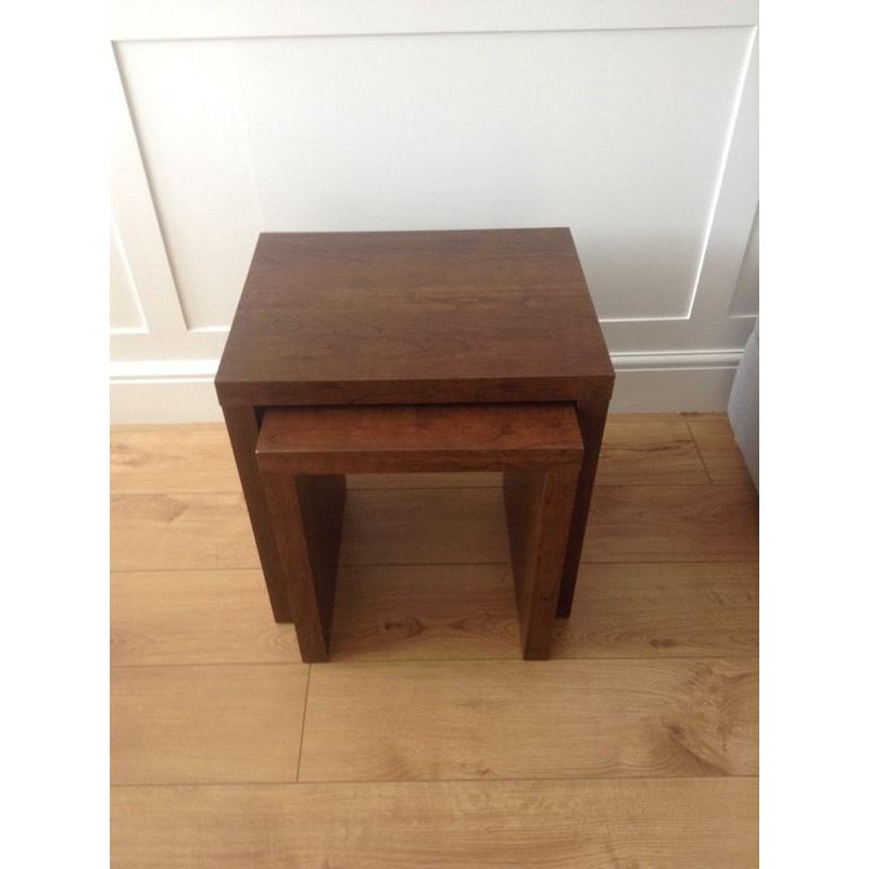 X2 walnut laminated side tables