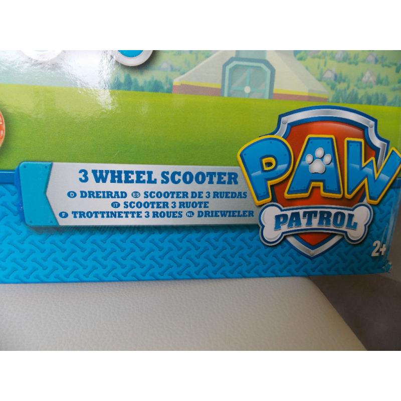 Nickleodeon PAW PATROL TRI SCOOTER (age 2+) BRAND NEW IN BOX Maximum user weight 20kg.