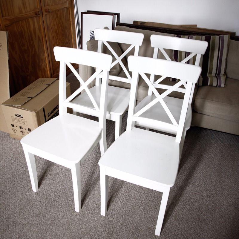 4 x White Ikea Ingolf Chairs