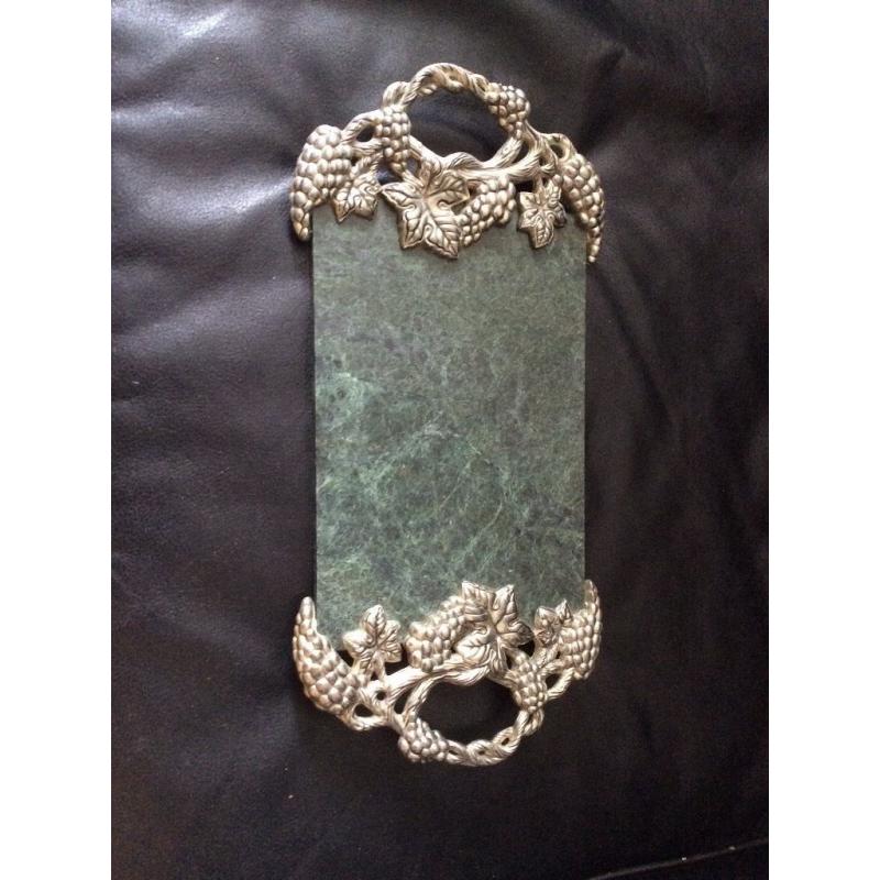 Godinger green marble silver art grape design tray