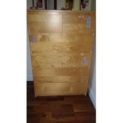 MALM Chest of 6 drawers, white stained oak veneer