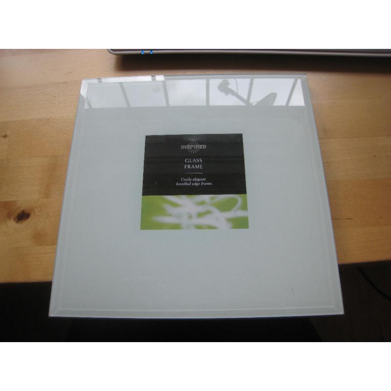 Lovely white glass, bevelled edge photo frame