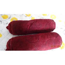 TWO LARGE ROLL PLUM COLOURED CUSHIONS