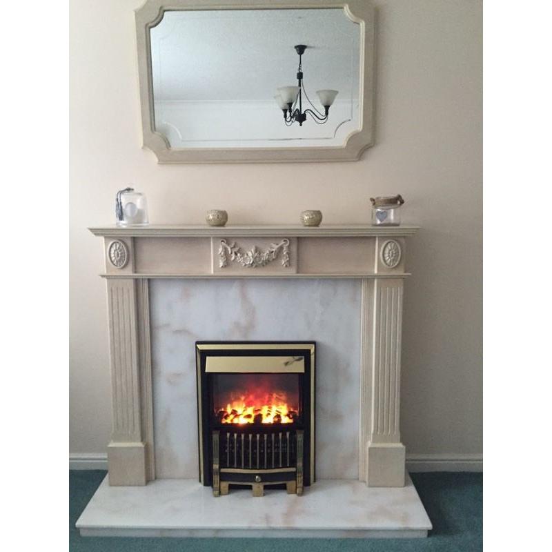 Electric Fire, Fireplace and Matching Mirror
