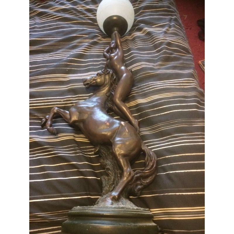 Lady on horse large table lamp for sale