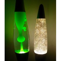 Genuine Mathmos Lava Lamp (green wax) & Glitter Lamp.