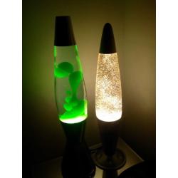 Genuine Mathmos Lava Lamp (green wax) & Glitter Lamp.